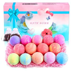 Bath Bombs Gift Set, 14 Pcs Bubble Bath Bombs, Fizzies Body Moisturize, Bubble Spa Bath, Pure Natural Scent, Handmade Pure Gift for Christmas Festival Birthday Anniversary Valentines