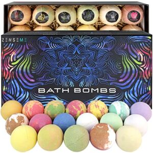 Bath Bombs for Men, Gift Set of 18 Scented Organic Handmade Bath Bombs of 2.5 oz with Natural Essential Oils. Perfect for Boyfriend, Husband, Father or Friend, by ZenseMe