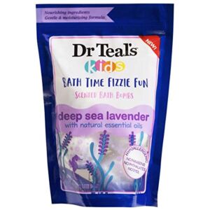 Dr Teal`s Kids Bath Time Fizzie Fun Scented Bath Bombs Deep Sea Lavender 1-Bag 4 Bath Bombs Packing may vary