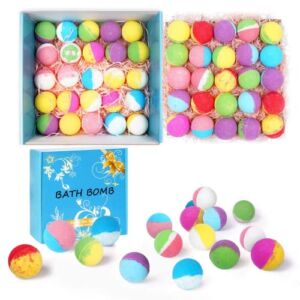 50 Pcs Bath Bombs Gift Set, Natural Organic Bath Bombs for Women Men & Kids, Handmade Bath Bomb Kit, Fizzy Spa to Moisturize Dry Skin, Ideal Gift for Valentine’s Day, Christmas & Any Anniversaries