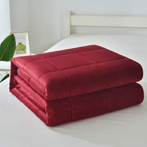 Velvet Solid Oversized Weighted Blanket Microfiber Throw Box Stitching Twin Queen King Cal King Calming 15lbs, 20lbs, 25lbs Soft Blanket ( Queen 90X90 , Burgundy )