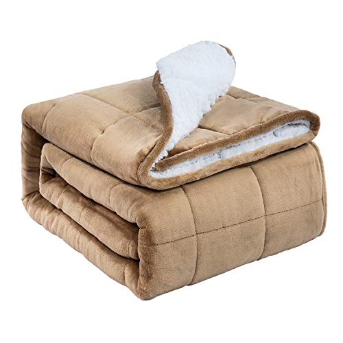 Weighted Blanket 15 Pounds Twin Size, BUZIO Sherpa Weighted Blanket for Relax & Sleep, Soft Cozy Fluffy Sherpa Sofa Couch Snuggle Blanket, Adult Twin Heavy Bed Blanket, 48 x 72 inches, Light Tan | The Storepaperoomates Retail Market - Fast Affordable Shopping
