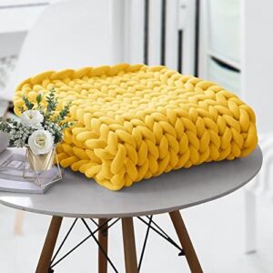 Eastsure Chunky Knit Weighted Blanket for Sleep,Stress or Home Décor,Handmade Soft Breathable Knitted Weighted Blanket for Sofa, Bed, Couch(Yellow,43″x53″-13lbs)