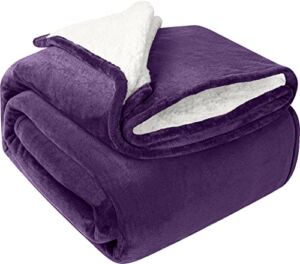 Utopia Bedding Sherpa Bed Blanket Queen Size Plum 480GSM Plush Blanket Fleece Reversible Blanket for Bed and Couch (90×90 Inches)