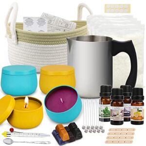 Candle Making Kit, DIY Candle Making Supplies Crafts for Adults and Kids, with Woven Basket, 28 oz Beeswax Wax, 4pcs Candle Jars, and More, Gifts for Women Birthday, Thanksgiving Day, Christmas