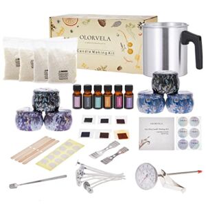olorvela Soy Candle Making Kit for Adults with Soy Wax Flakes & Candle Wax Melting Pot, Candle Making Supplies with Instructions, Flower Candle Tins – Complete Supplies to Create 6 Scented Candles