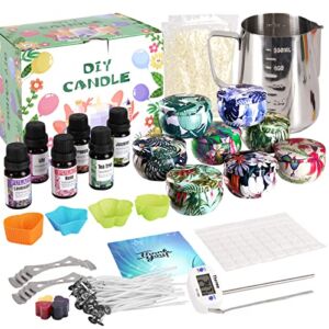 Candle Making Kit, Candle Making Supplies Kit for Adults Kids, DIY Scented Candle Making Kits Including Soy Wax Wicks Scents Oils Dyes Melting Pot Tins Spoon, Festival Gifts for Woman