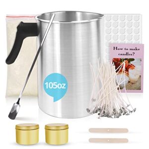 Candle Making Kit Supplies for Adults- Candle Kit Including 3L/6.6LB Stainless Thicked Candle Making Pot, Spoon, Soy Wax, Candle Wicks, Candle Tins & More Candle Making Kit for Adults beginners