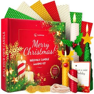 Beeswax Sheets for Candle Making – Winter Candles Making Kit for Adults – Beeswax Candle Making Kit for Kids – Winter Candle Maker Kit Winter Crafts for Kids and Adults DIY Candle Making Kit Gold