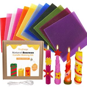 Beeswax Candle Making Kit for kids-12 Bright Colors Beeswax Sheets for Candle Making, Natural Beeswax Candle Making Kit for Adults, 100% Pure Beeswax Honeycomb Sheet DIY Craft Gift,8 x 8 inch