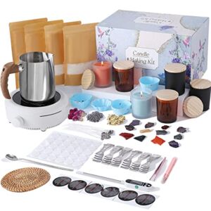 Candle Making Kit with Hot Plate,Complete Candle Making Supplies,DIY Candle Making Kit for Adults & Beginners & Kids Including Hot Plate,Wax,Dyes, Melting Pot, Candle Tins Perfect DIY Set Gift