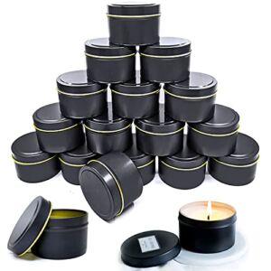 16 Pcs Candle Tins for DIY Candle, Black Storage Tins Candle Container Tins for Candle Making Candle Making Tins (Black Candle Tins)