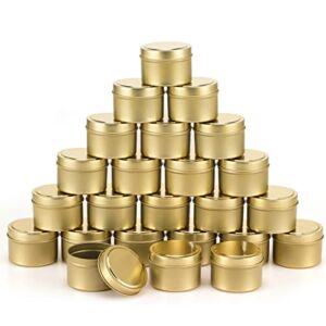 24 Pieces 4oz Gold Candle Tins, 5oz(Fill Line 4 oz) ,Candle tin Bulk,Candle Jars for Making Candles,Bulk Candle Containers for Candle Making,Storage Jars,DIY Candle Making(Gold)