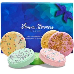 Cleverfy Shower Steamers Aromatherapy – Variety Pack of 6 Shower Bombs with Essential Oils. Relaxation Christmas Gifts for Women and Men.