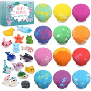Bath Bombs for Kids with Toys Inside for Girls Boys – 12 Handmade Kids Bubble Bath Fizzies Bomb with Surprise Sea Animals Toys, Moisturize Gentle and Kids Safe (Toy May Vary)