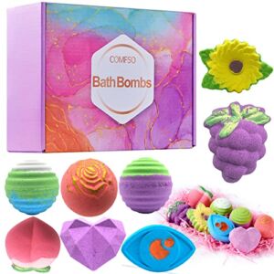 Bath Bombs for Women, 8 Natural Bath Bomb Gift Set, Bubble Bath Bombs for Kids, Shea Butter Essential Oil Fizzy Relaxing Spa- Gifts for Her Women Kids Girls, Christmas Valentines Mothers Day Birthday