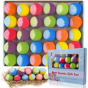 30 Pcs Bath Bomb Gift Set, Natural Organic Mini Bath Bombs, Handmade with Rich Fizz – Best Birthday Gift for Kids/Women/Men, Mother’s Day