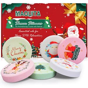 MAQUITA Christmas Shower Steamers and 6Pcs Shower Bath Bombs Tables with SPA Aromatherapy Stress Relif Relaxing Gift for Women Girls Great Christmas Gifts