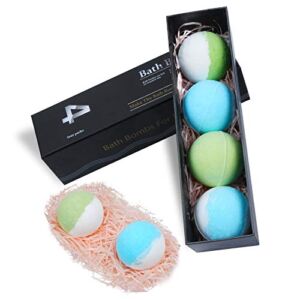 Bath Bombs Gift Set for Men, Large Organic Bath Bombs, Bubble & Spa Bath Bombs, Handmade Essential Oil Bath Bombs, Natural Ingredients Relaxing Scents, Relaxation Gifts for Him, Father (4pack)