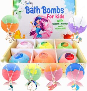 Bath Bombs for Kids with Toys Surprise Inside.Unicorn Bath Bombs for Girls with Jewelry Inside and Jewelry Box. Bath Gift Set for Girls. Fizzies Spa kit with Essential Oils Moisturizes Dry Skin.