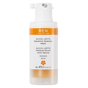REN Clean Skincare – Glycol Lactic Radiance Renewal Mask – 10 Minute Exfoliating Face Mask – Skincare Facial Mask for Radiant, Nourished Skin, 1.7 Fl Oz