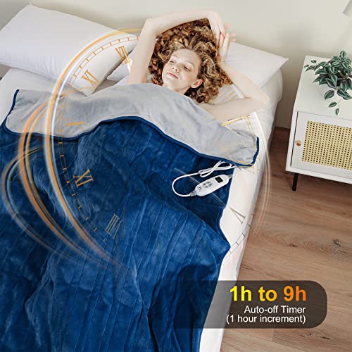 Electric Heated Throw Blanket 50”x70”- ETL&FCC Certified Flannel Bed Blanket with 10 Heating Levels and 1-9 Hours Auto Off Overheating Protection, Machine Washable (Blue) | The Storepaperoomates Retail Market - Fast Affordable Shopping