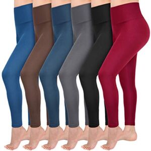 Abodhu 6 Pack Fleece Lined Leggings Women Plus Size High Waist Soft Stretch Thermal Winter Full Length Leggings