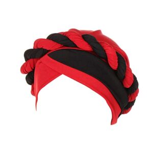 Two-Color Soft Africa Braid Hijab Beanie Caps Arab Wrap Muslim Hijabs Turban Hat Beanies Fashion Headtie Inner Bonnet Headwr Red
