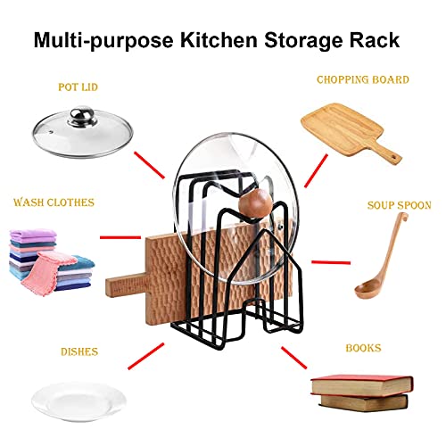 Cutting Board Rack, HLLBRC Chopping Board Organizer Stand Holder Rack, Dishes Plates Pot Pan Lids Rack Organizer for Kitchen Cabinet Countertop (black) | The Storepaperoomates Retail Market - Fast Affordable Shopping