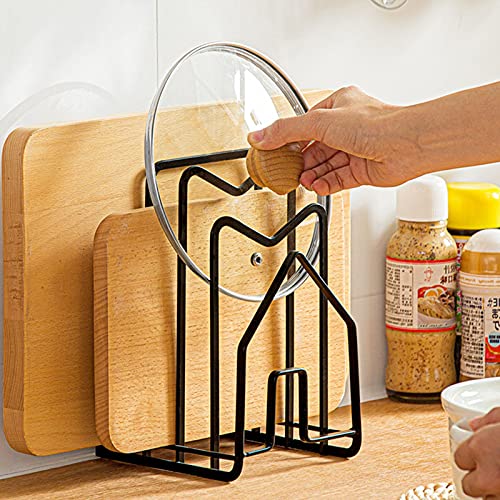 Cutting Board Rack, HLLBRC Chopping Board Organizer Stand Holder Rack, Dishes Plates Pot Pan Lids Rack Organizer for Kitchen Cabinet Countertop (black) | The Storepaperoomates Retail Market - Fast Affordable Shopping