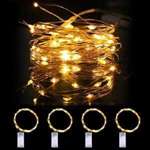 Mandiq 4 Pack Fairy Lights Battery Operated, String Lights 10ft 30 LEDs, Waterproof Silver Wire Mini Lights for Bedroom, Party, Festival, Christmas Decoration