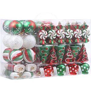Sea Team 77-Pack Assorted Shatterproof Christmas Balls Christmas Ornaments Set Decorative Baubles Pendants with Reusable Hand-held Gift Package for Xmas Tree (Elf)
