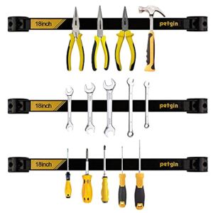 Petgin 3pcs 18″ Magnetic Tool Holder Racks | Super Strong Metal Magnet Storage Tool Organization Bars Set | Great for Home Depot/Workshops
