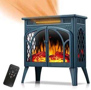 Electric Fireplace Stove Heater,Electric Fireplace , Fireplace Heater with 3D Logs and Realistic Flame,1500w,Geepgreen