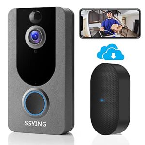 1080P Video Doorbell Camera HD, Wireless Doorbell Camera with Chime, Wireless Operated, HD Night Vision, 2-Way Audio, Motion Detection, IP65 Waterproof , Free Cloud Storage(for iOS & Android)