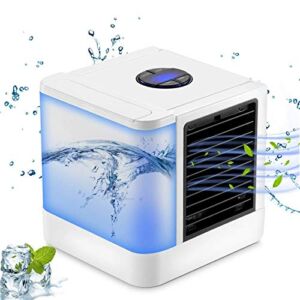 Portable Air Conditioner, 3-in-1 Mini Air Cooler Fan 7 Colors Light USB 3 Gear Mute Personal Space Air Cooling Fan, for Home Bedroom Office