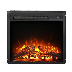 Electric Fireplace Insert 18” Freestanding Heater, RV Fire Place for TV Stand, Small Electric Stove for Bedroom Office, 1400W, Black