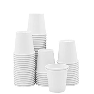 [100 Pack] 3 oz. White Paper Cups, Small Disposable Bathroom, Espresso, Mouthwash Cups
