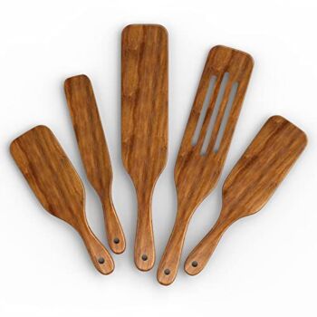 SANORA 5 Pcs Wooden Spurtle Set .Acacia Wooden Cooking Utensils For Non Stick Cookware .Light Weight and Handy Spurtle Kitchen Tool For Cooking ,Mixing and Many More, 5×4(SPURTLE5) | The Storepaperoomates Retail Market - Fast Affordable Shopping