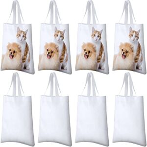 8 Pieces Sublimation Tote Bags Sublimation Blank Canvas Bags Reusable Polyester Grocery Bags for DIY Crafting and Decorating
