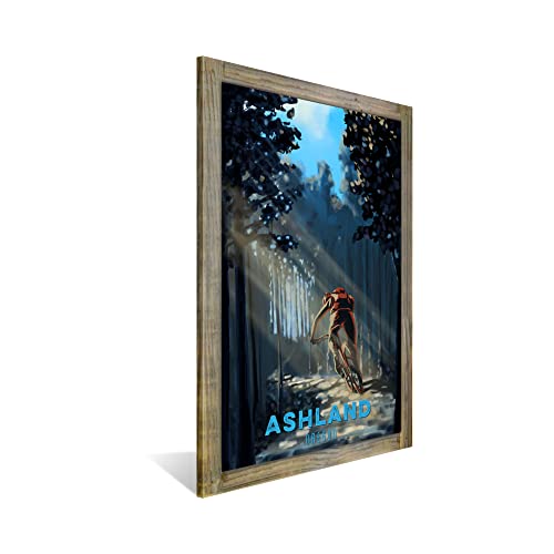 Ashland Oregon Cross Country Mountain Biker Metal Print on Reclaimed Barn Wood from Illustration by Illustrator Sassan Filsoof 11.5″ x 17.5″ | The Storepaperoomates Retail Market - Fast Affordable Shopping