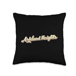 Ashland Heights Retro Vintage Style T-Shirts Ashland Heights Tshirt Retro Art Baseball Font Vintage Throw Pillow, 16×16, Multicolor