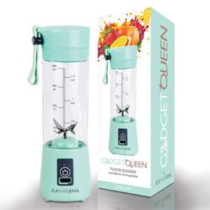 Portable Blender for Shakes and Smoothies – Rechargeable 15.5-Oz Fusion Blender & Portable Juicer Comes with Carry Strap, USB Cable, 2 Reusable Straws, 1 Straw Cleaner & 1 Bottle Cleaner, (Seafoam Green)