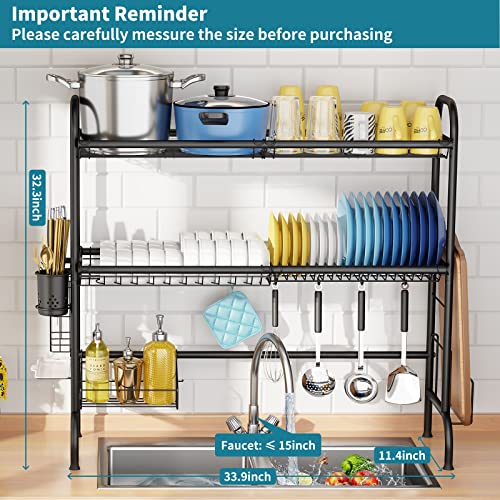 HOWDIA Over The Sink Dish Drying Rack, 2-Tier Stainless Steel Large Over The Sink Dish Rack with Utensil Holder Dish Drainers for Kitchen Counter | The Storepaperoomates Retail Market - Fast Affordable Shopping