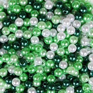 Naler 500pcs 6mm Pearl Beads for DIY Jewelry Making Vase Fillers Table Scatter Wedding Birthday Party Home Decoration, 4 Colors (Green and White Theme)