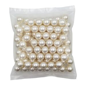INSPIRELLE 100pcs 18mm Ivory Lustrous ABS Undrilled Art Faux Pearls for Vase Fillers, Big Size No Hole Makeup Beads Imitation Round Pearl Beads for Table Scatter Home Wedding Decoration