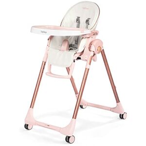 Peg Perego Prima Pappa Zero 3 – High Chair – for Children Newborn to 3 Years of Age – Made in Italy – Mon Amour (Beige & Pink)