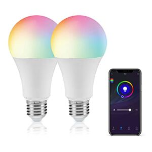 Smart Light Bulb, DoHome WiFi LED Light Bulb Color Changing LED Smart Bulb Compatible with Alexa, Apple Homekit and Google Assistant A19 E26 No Hub Required Remote Control Multicolor (2 Pack)