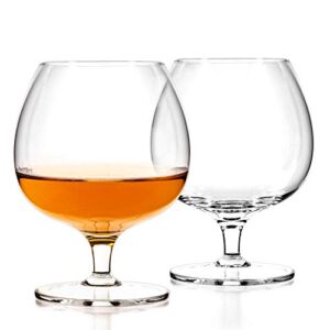 Luxbe – Cognac Brandy Crystal Small Glasses Snifter, Set of 2 – Handcrafted – Good for Bourbon Whiskey – 12-ounce
