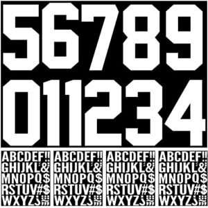 147 Pieces Iron on Letters Iron on Numbers, 8 Inch Iron on Numbers 2 Inch Iron on Letters for Clothing, Iron on Numbers Iron on Letters for Fabric, Clothing, Sports T-Shirt (White)
